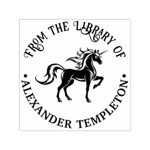 Mythical Unicorn Silhouette #2 Library Book Name Self-inking Stamp