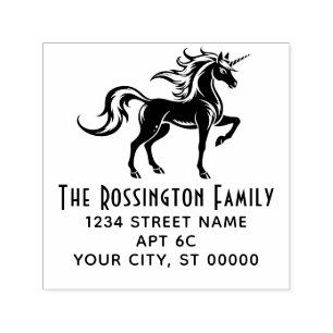 Mythical Unicorn Silhouette 2S Name Return Address Self-inking Stamp