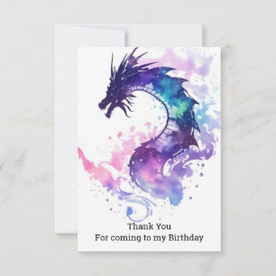 Mythical Whimsical Kids Dragon Birthday Thank You Card