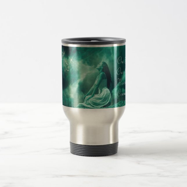Mythical Woman Sending out Prayers to the Universe Travel Mug (Center)