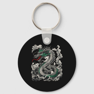 Mythological Dragon Tattoo Design With Black Key Ring