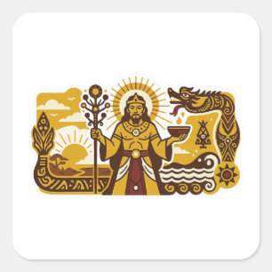 Mythology Batak (Mulajadi na Bolon) Square Sticker