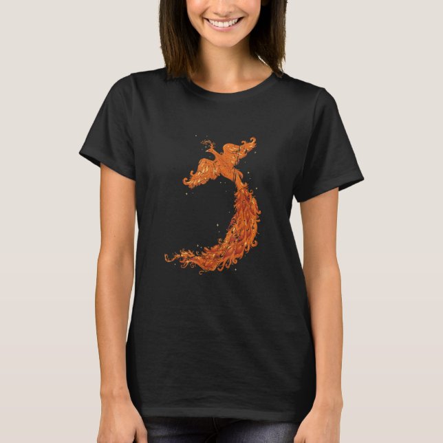 Mythology Flying Mythical Fire Bird Phoenix Distre T-Shirt (Front)