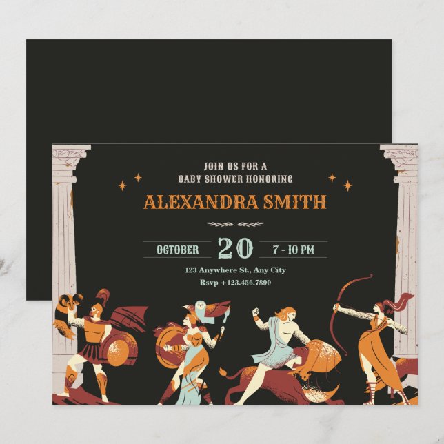 Mythology Heroes baby shower Invitation (Front/Back)