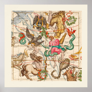 Mythology Medieval Astronomy Vintage Art Poster