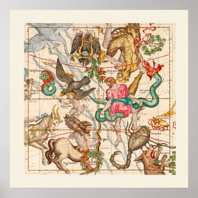 Mythology Medieval Astronomy Vintage Art Poster (Front)