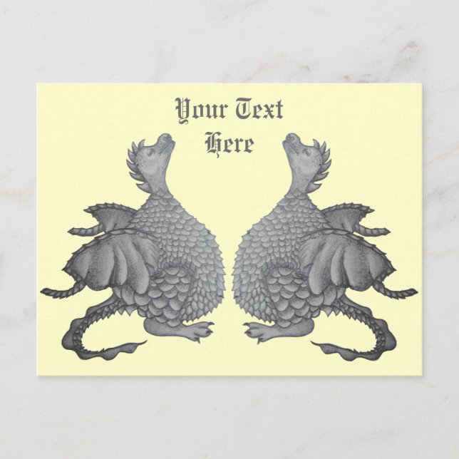 mythycal creatures cute grey baby dragons postcard (Front)