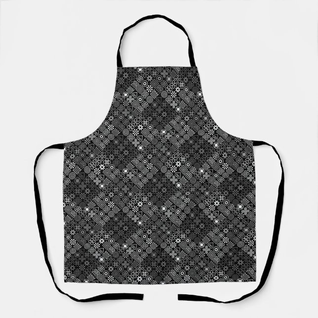 MZT01.Doodle Tiles with grey tones.b Apron (Front)