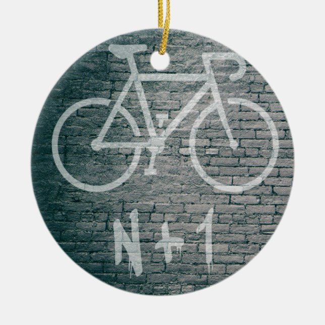 N+1 Bike Graffiti Ceramic Tree Decoration (Front)