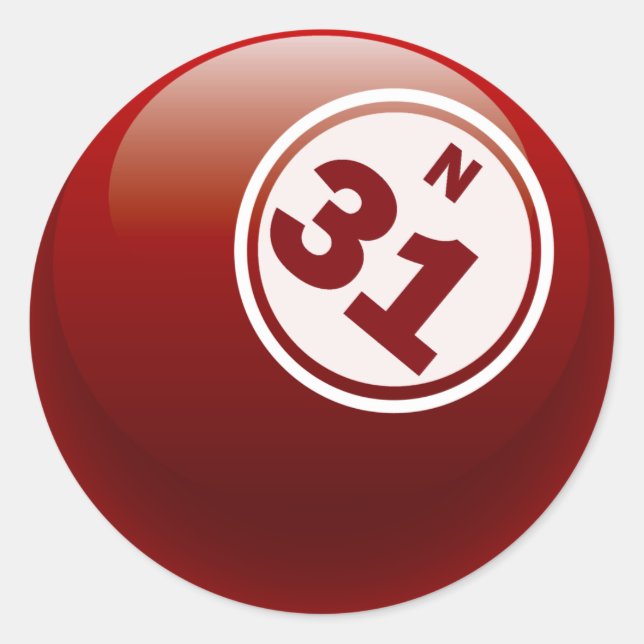 N 31 BINGO BALL CLASSIC ROUND STICKER (Front)