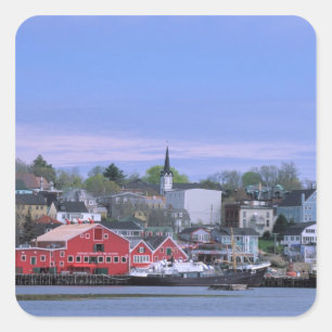 N.A. Canada, Nova Scotia. A view of Lunenburg, a Square Sticker