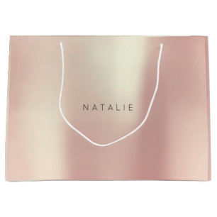 N A T A L I E Rose Gold Blush Pearly Minimal Gift Large Gift Bag