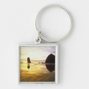 N.A., USA, Oregon, Cannon Beach Sunset with Key Ring