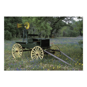 N.A., USA, Texas, Devine, Old wagon and Photo Print