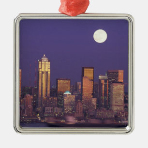N.A., USA, Washington, Seattle Seattle skyline Metal Tree Decoration