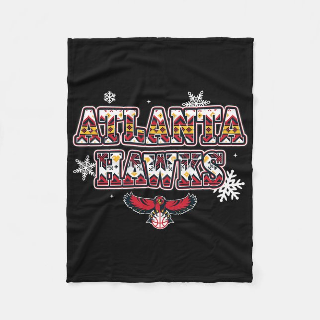 N Atlanta Hawks Christmas Ugly Sweater  Fleece Blanket (Front)