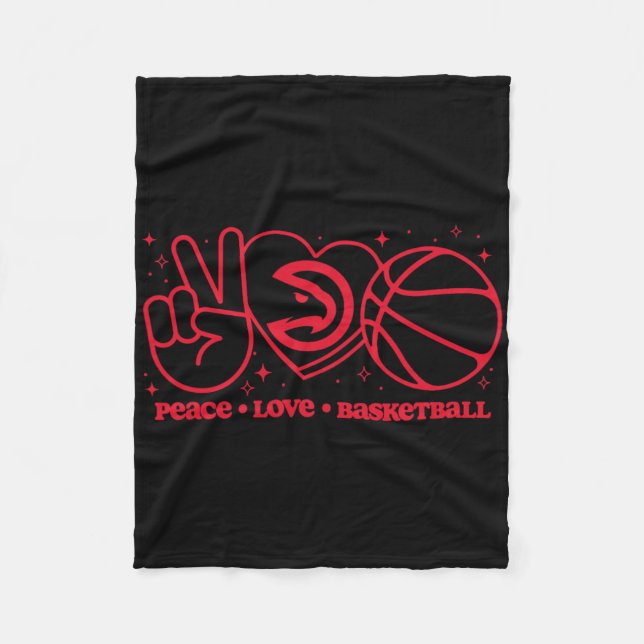 N Atlanta Hawks Peace Love Sketll  Fleece Blanket (Front)
