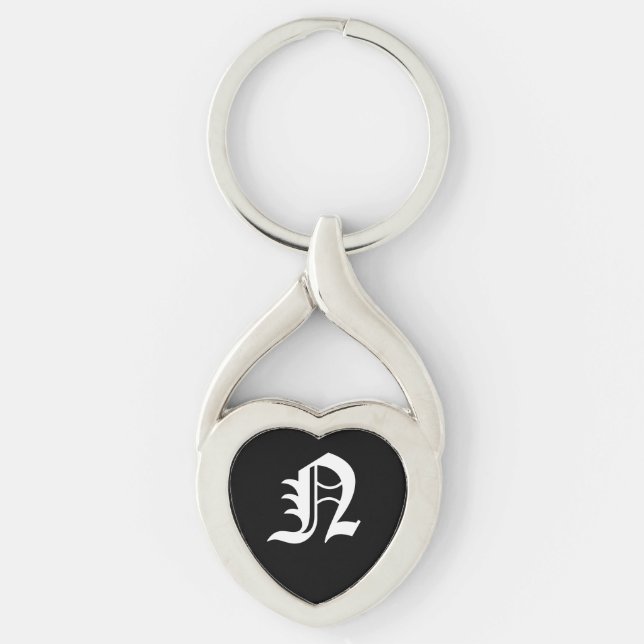 "N" Black Heart Keychain (Front)