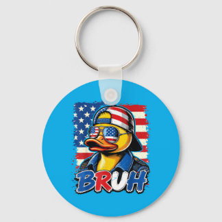 N Boy Bro 4th July Rubber Duck Patriotic Aamerican Key Ring