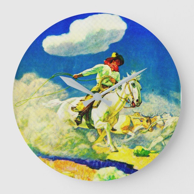 N. C. Wyeth cowboy Large Clock (Front)