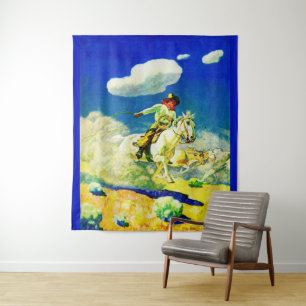 N. C. Wyeth cowboy print Tapestry