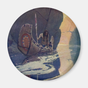 N. C. Wyeth Indian Canoe Paddling Illustration Art Magnet