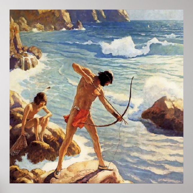 N C Wyeth Western Painting “First Maine Fishermen” Poster (Front)