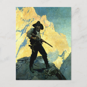 N C Wyeth Western Painting “Last Stand” Postcard