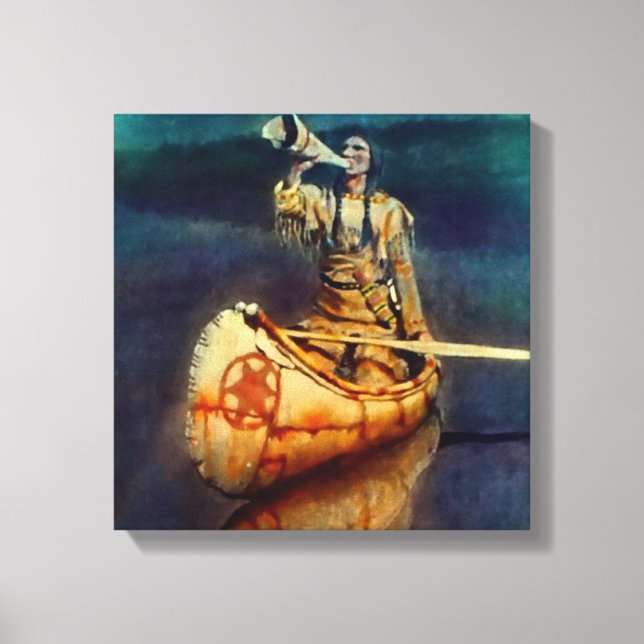 N C Wyeth Western Painting “The Moose Call” Canvas Print (Front)