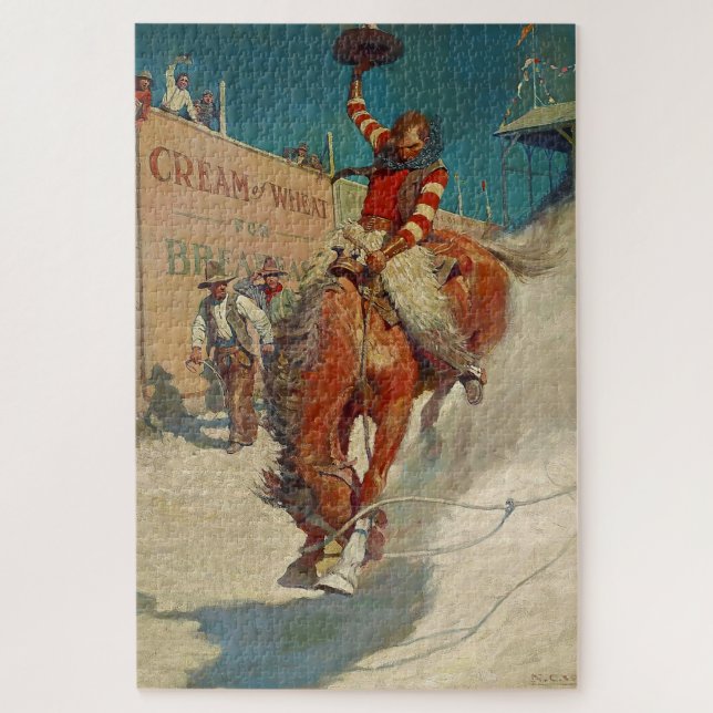 N C Wyeth Western Painting “The Rodeo” Jigsaw Puzzle (Vertical)