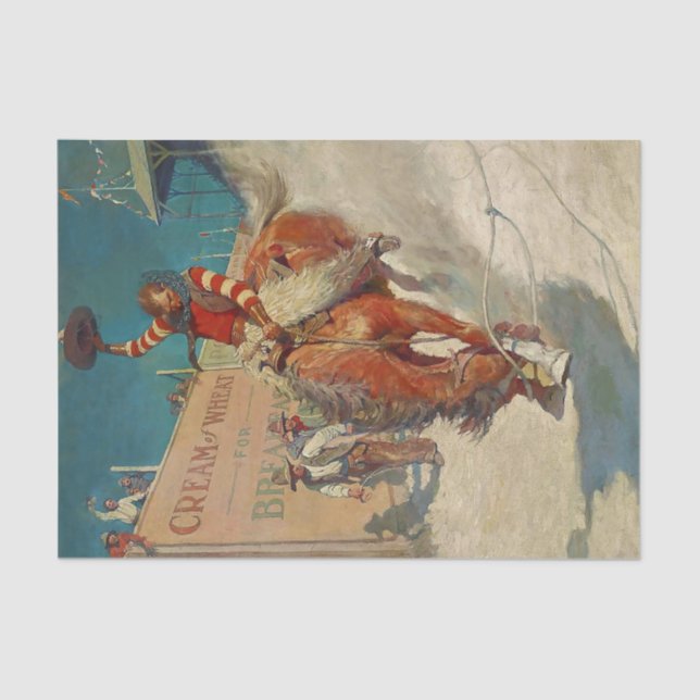 N C Wyeth Western Painting “The Rodeo” Tissue Paper (Front)