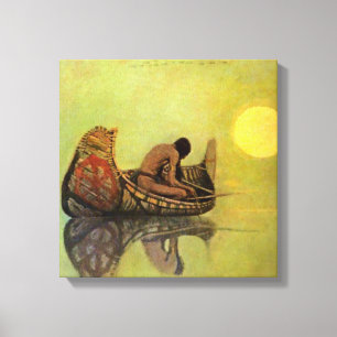 N C Wyeth Western Painting “The Silent Fisherman” Canvas Print