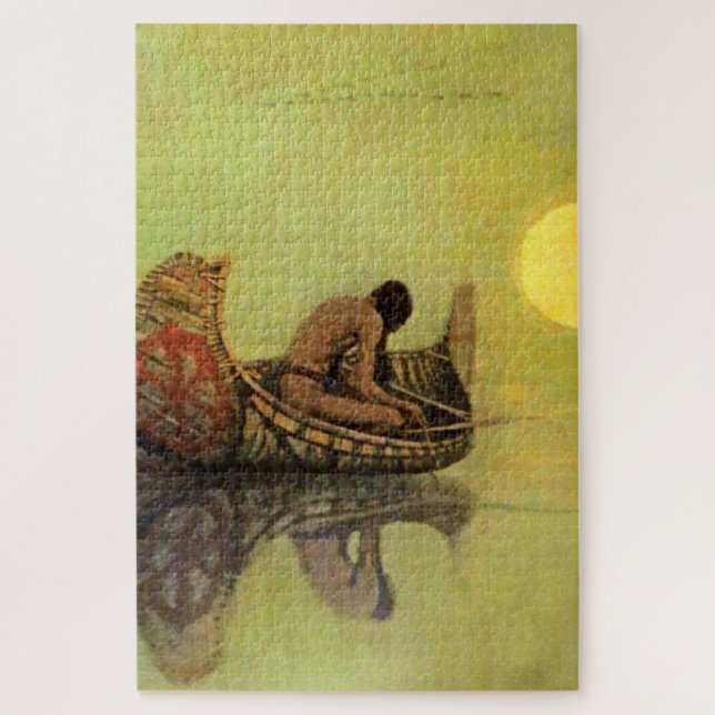 N C Wyeth Western Painting “The Silent Fisherman” Jigsaw Puzzle (Vertical)