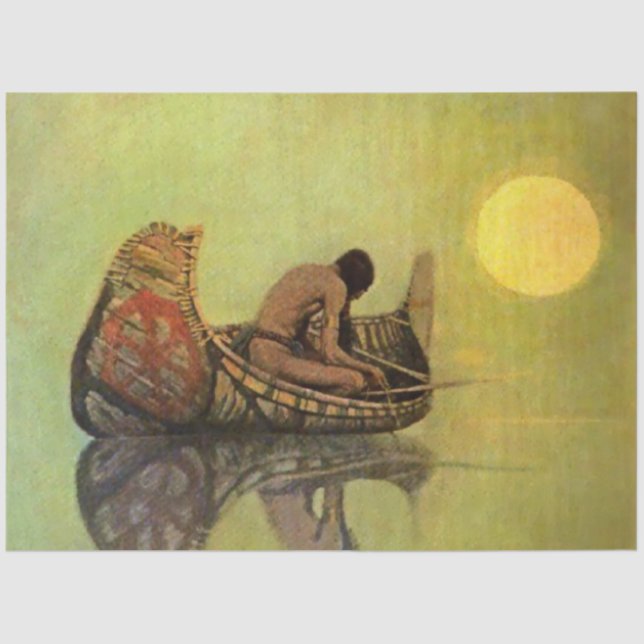 N C Wyeth Western Painting “The Silent Fisherman” Tissue Paper (Front)