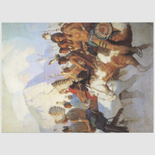N C Wyeth Western Painting “The War Party” Tissue Paper