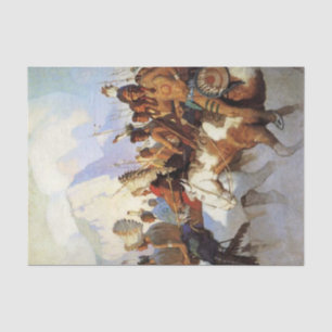 N C Wyeth Western Painting “The War Party” Tissue Paper