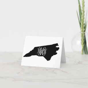 N Carolina Black White Vine Monogram DIY BG Thank You Card