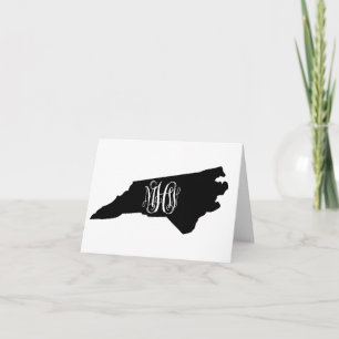 N Carolina Black White Vine Monogram DIY BG Thank You Card