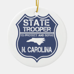 N. Carolina State Trooper To Protect And Serve Ceramic Tree Decoration