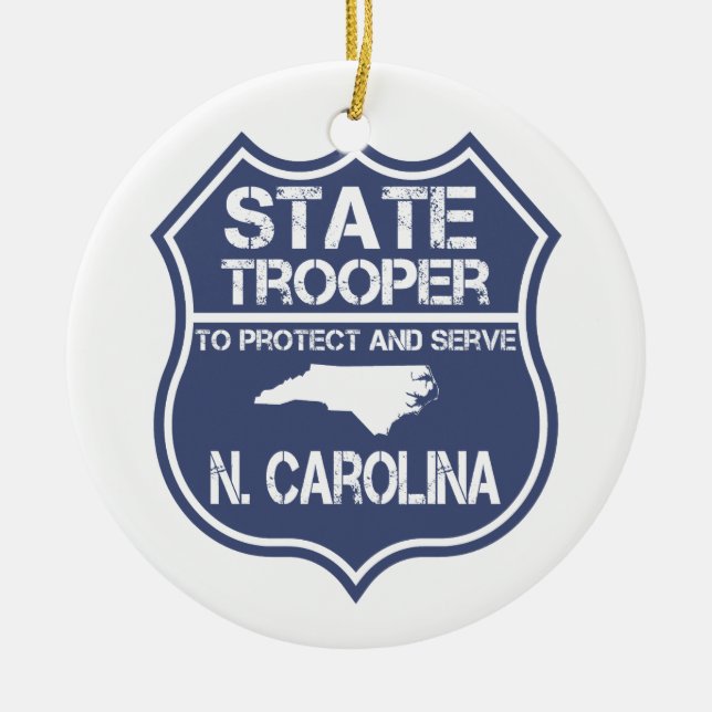 N. Carolina State Trooper To Protect And Serve Ceramic Tree Decoration (Front)