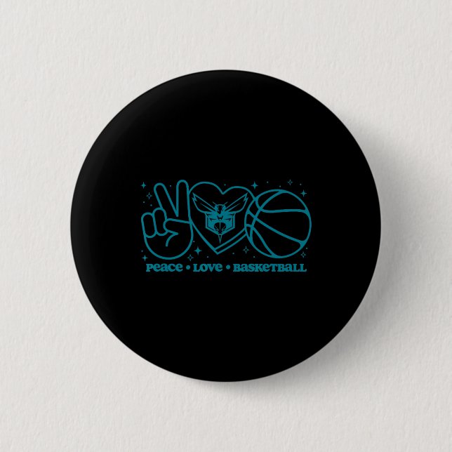 N Charlotte Hornets Peace Love Sketll  6 Cm Round Badge (Front)