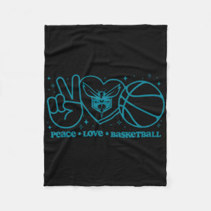 N Charlotte Hornets Peace Love Sketll  Fleece Blanket
