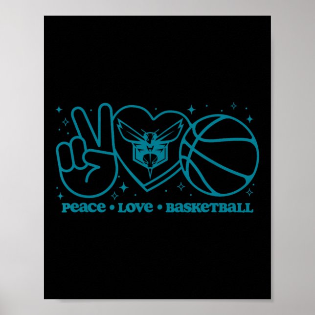 N Charlotte Hornets Peace Love Sketll  Poster (Front)
