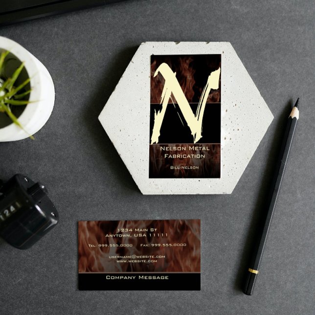 N Flame Monogram Business Card (N Flame Monogram Business Card)
