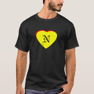 "N" Heart Yellow Red Wedding Invitation The MUSEUM T-Shirt