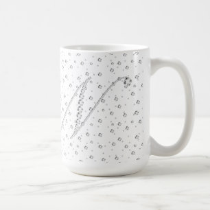 N Initial Monogram White Diamonds Print Coffee Mug
