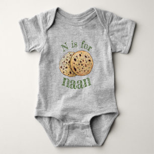 N is For NAAN Garlic Naan Baked Indian Flatbread Baby Bodysuit