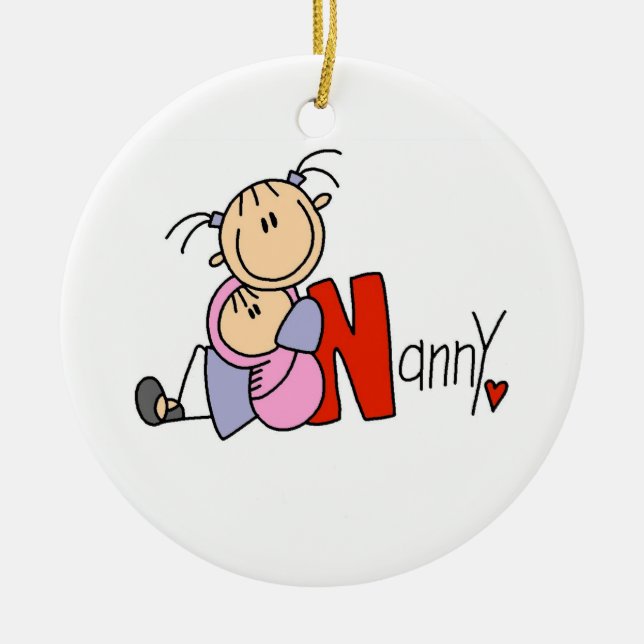 N is for Nanny Ceramic Tree Decoration (Front)