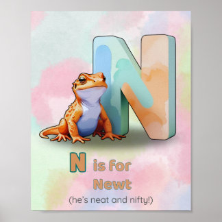 N is for Newt – Animal Letter Wall Art