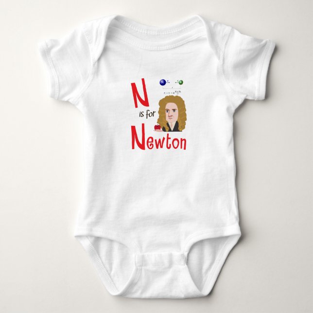 N is for Newton Cute Physics & science Design Baby Bodysuit (Front)